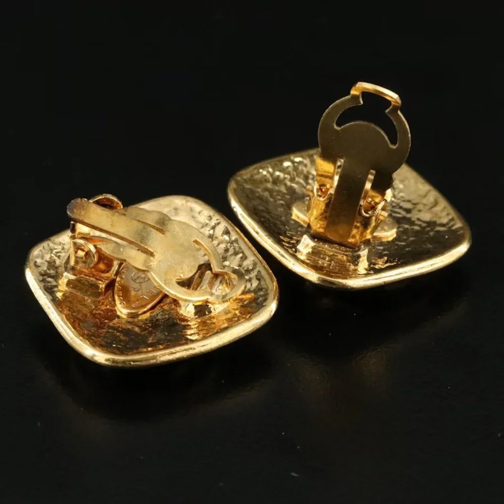 Chanel Vintage CC Gold Diamond-Shaped Earrings